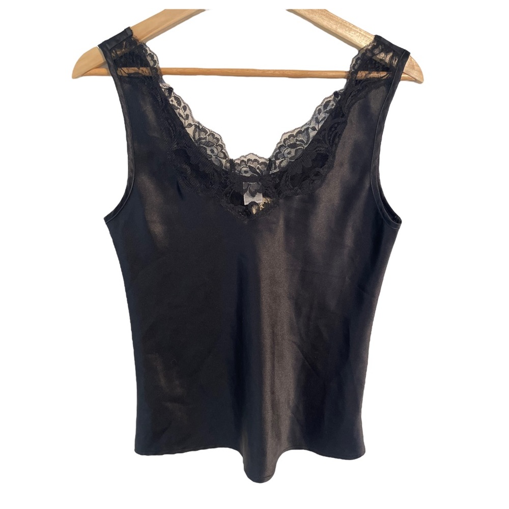 The Limited Y2K Black Satin And Lace Sleeveless Top Size Medium NWT Whimsigoth